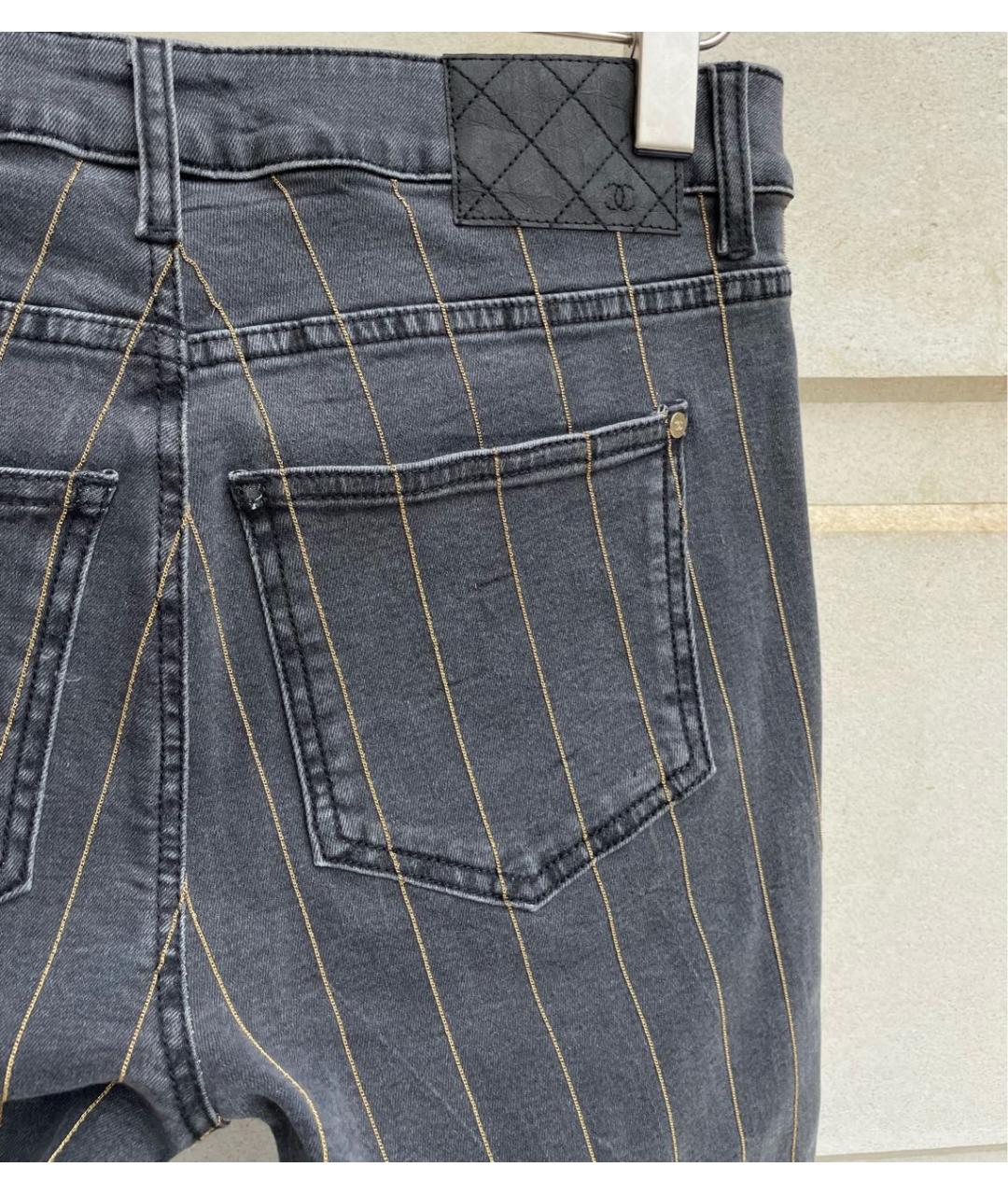 CHANEL PRE-OWNED Серые хлопко-эластановые джинсы слим, фото 4