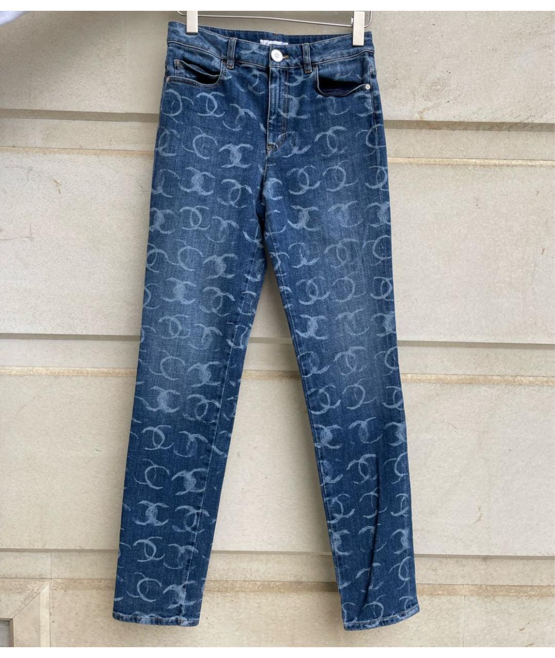 CHANEL Синие хлопко-эластановые прямые джинсы, фото 7