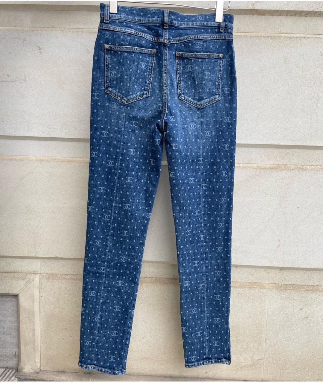 CHANEL PRE-OWNED Синие хлопко-эластановые джинсы слим, фото 2