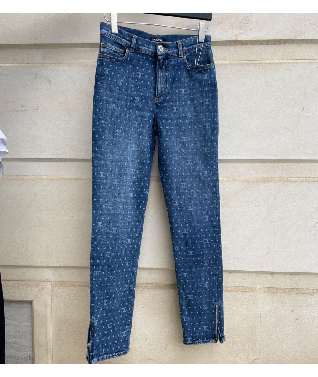 CHANEL PRE-OWNED Синие хлопко-эластановые джинсы слим, фото 6