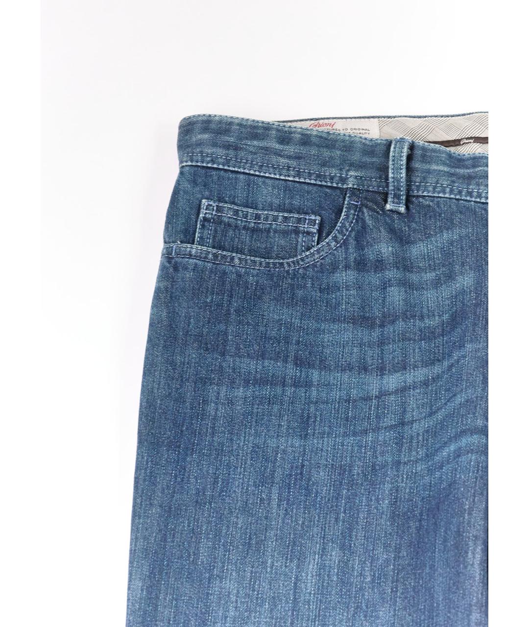 BRIONI Синие хлопковые прямые джинсы, фото 4