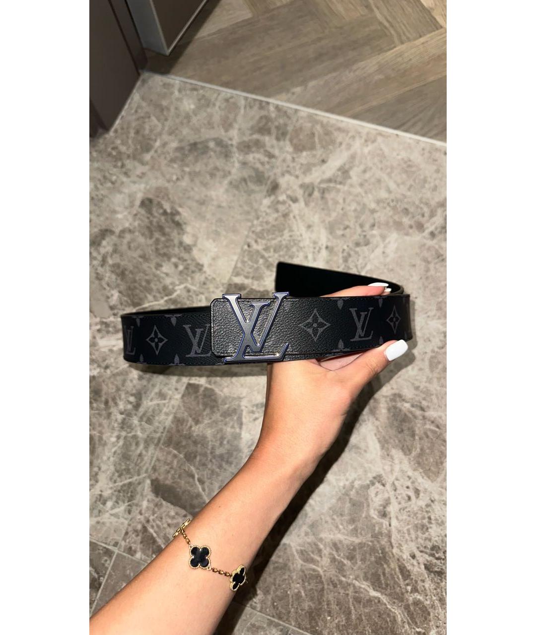 LOUIS VUITTON Черный кожаный ремень, фото 6