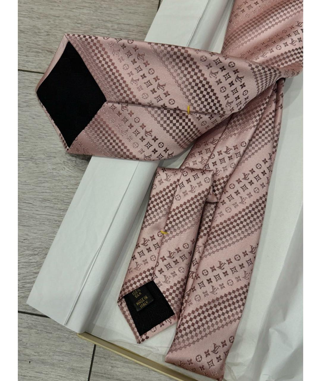 LOUIS VUITTON Розовый шелковый галстук, фото 3