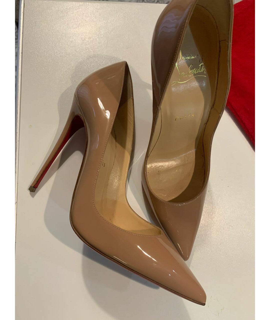 CHRISTIAN LOUBOUTIN Бежевые кожаные туфли, фото 3