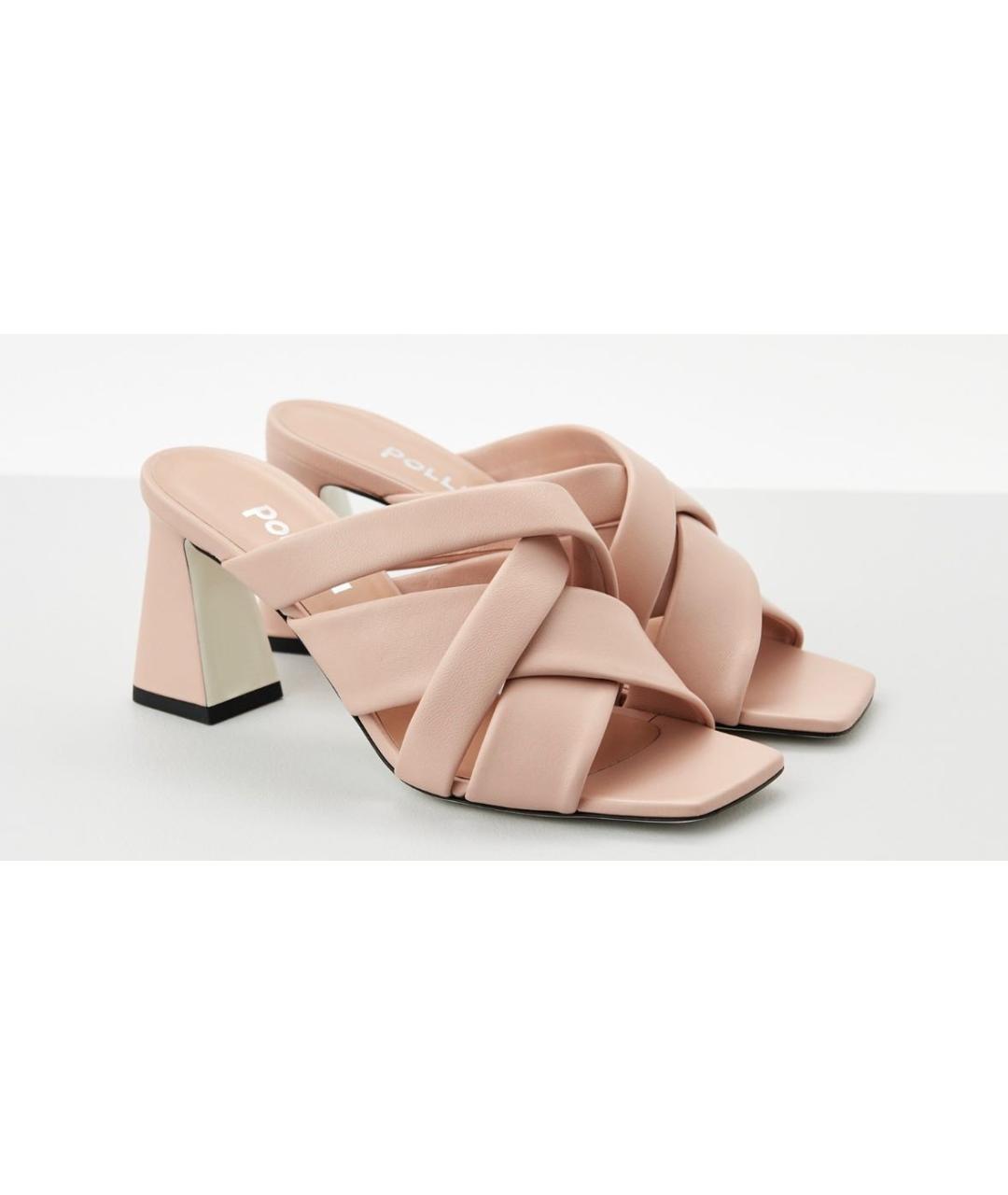 POLLINI Розовые кожаные сабо, фото 3
