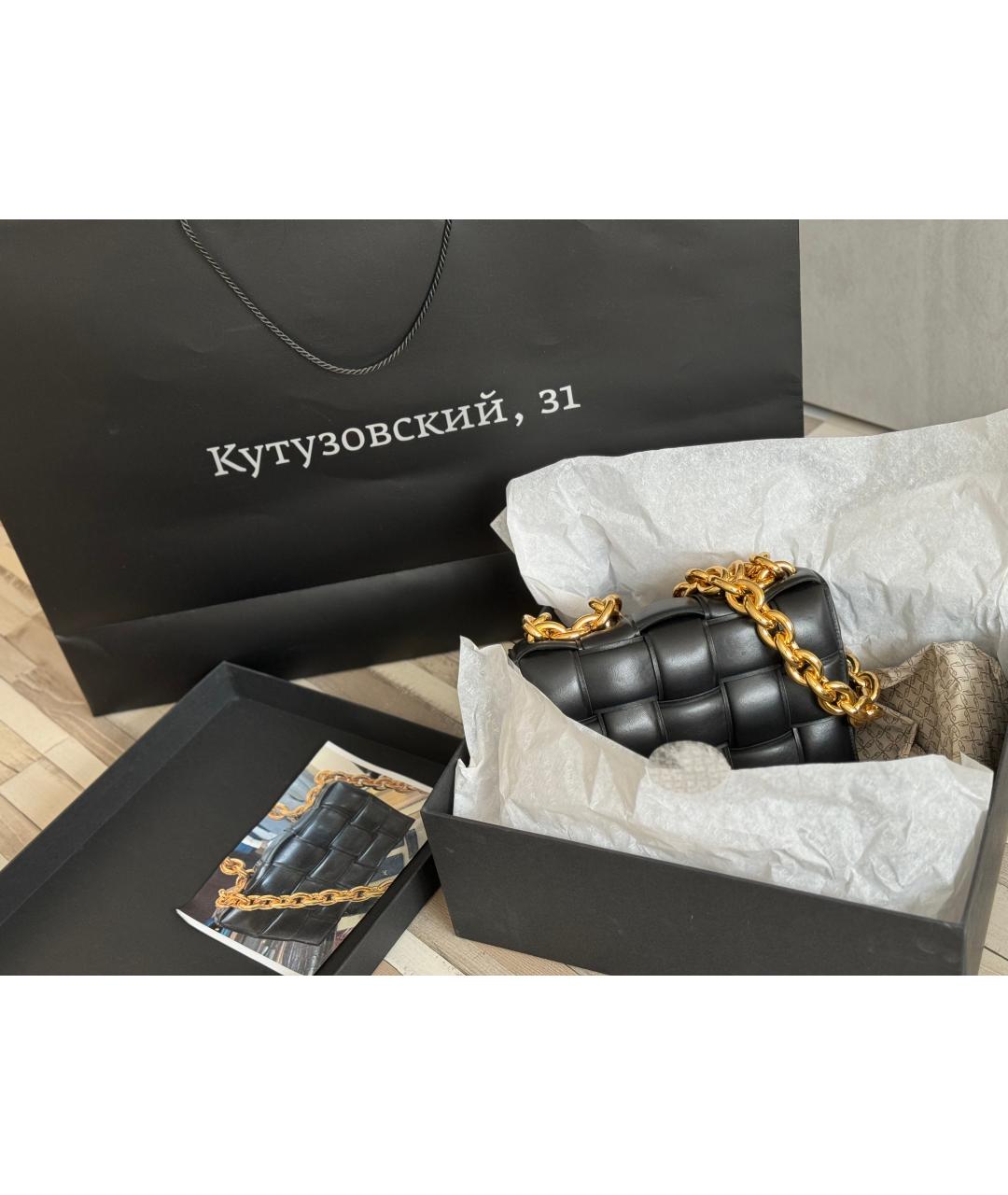 BOTTEGA VENETA Черная кожаная сумка через плечо, фото 2