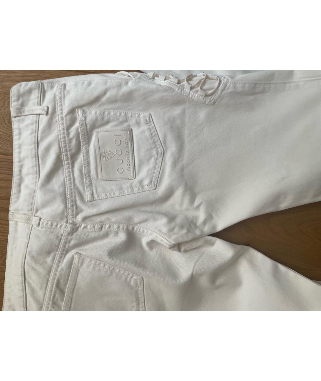 GUCCI Белые хлопковые прямые джинсы, фото 2