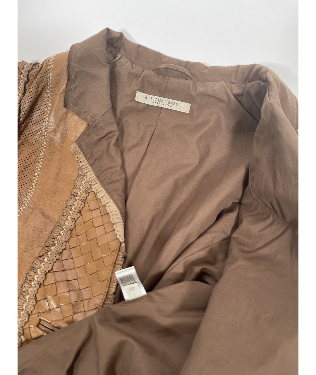 BOTTEGA VENETA Горчичный кожаный жакет/пиджак, фото 4
