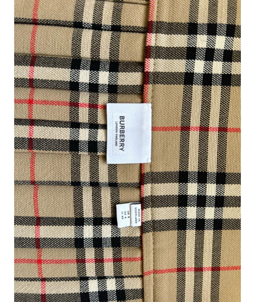 BURBERRY Бежевая шерстяная юбка мини, фото 2