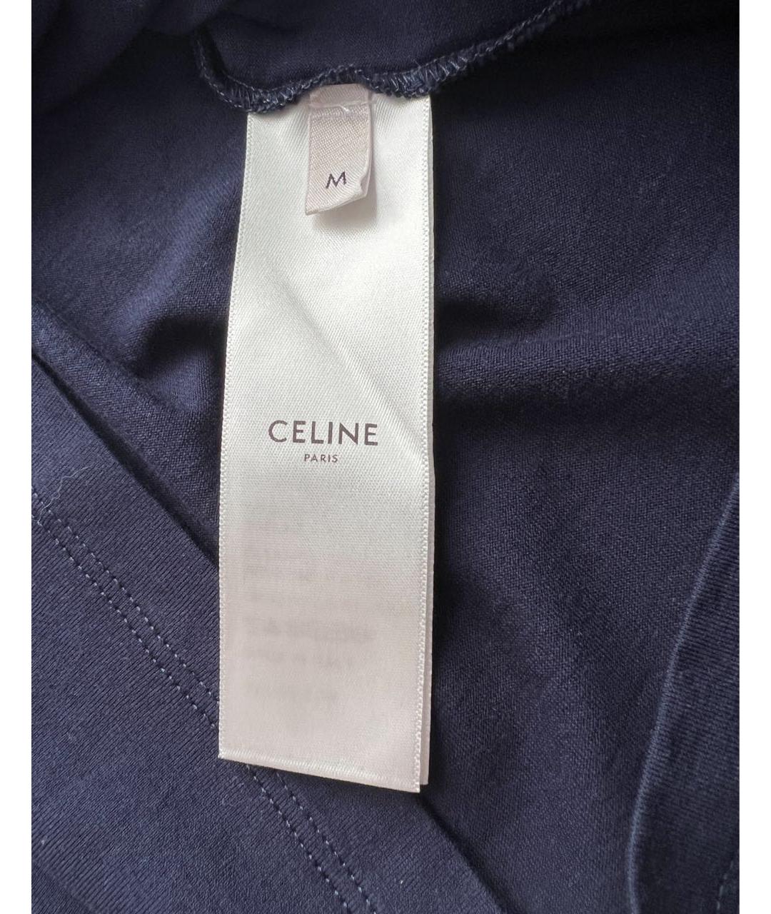 CELINE PRE-OWNED Темно-синяя хлопковая футболка, фото 6