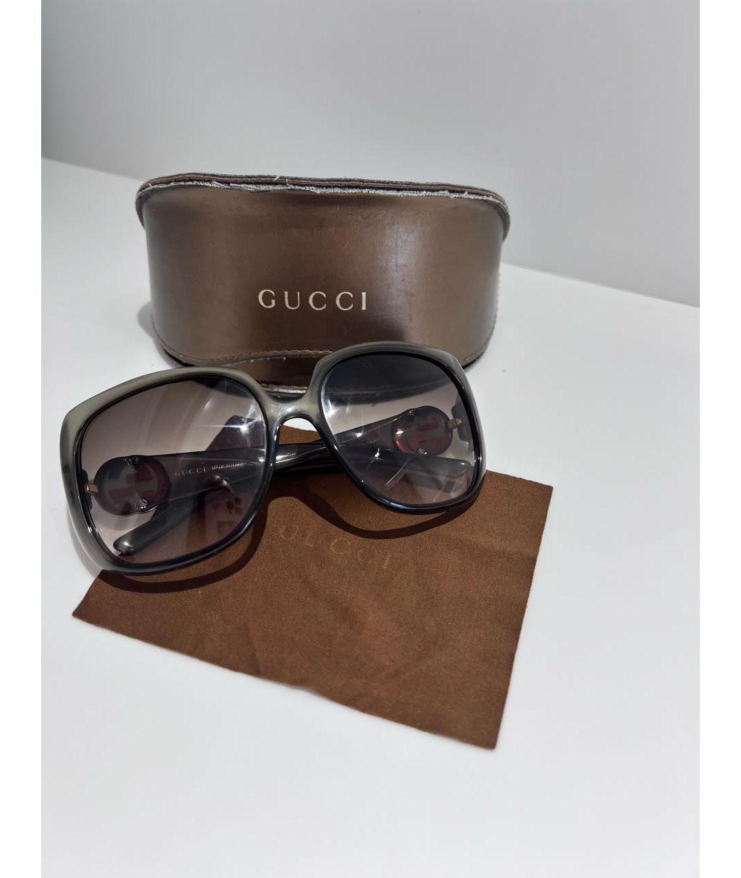 GUCCI Антрацитовые пластиковые солнцезащитные очки, фото 4