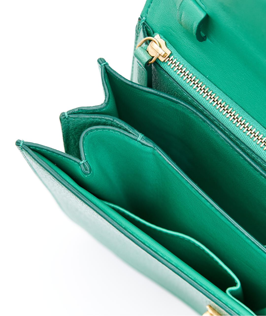 CELINE PRE-OWNED Зеленая кожаная сумка через плечо, фото 4