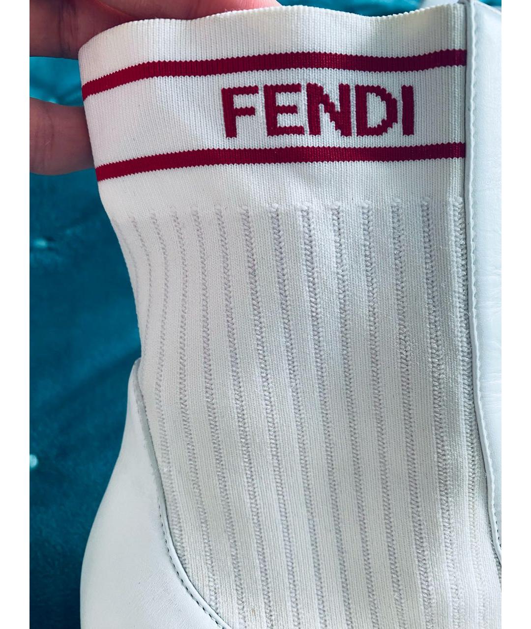 FENDI Белые кожаные ботильоны, фото 7