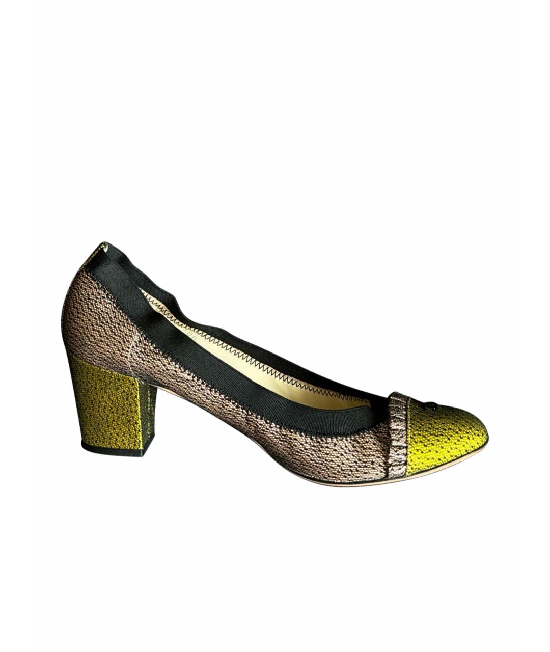 CHANEL PRE-OWNED Золотые кожаные туфли, фото 1