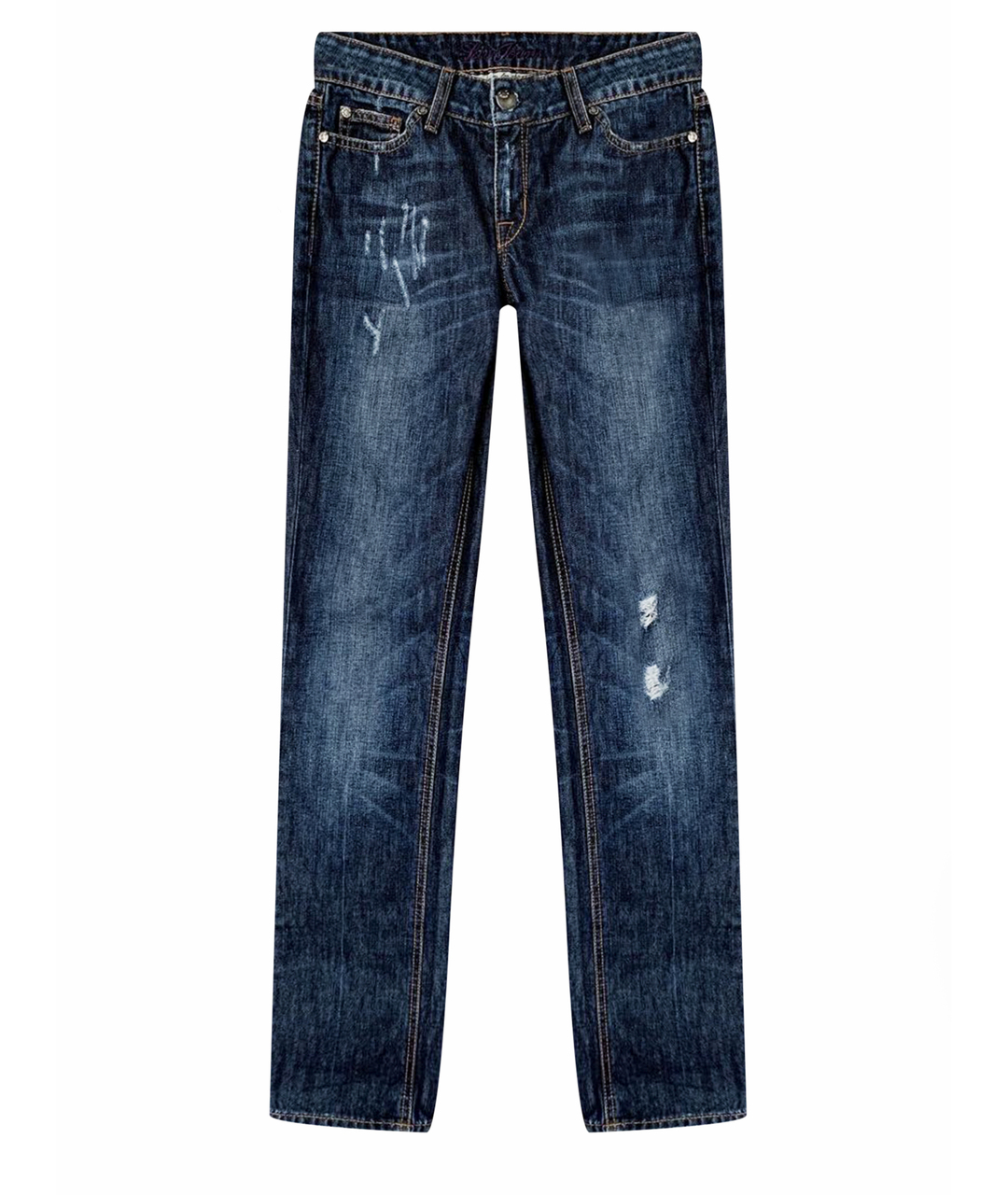 LIU JO Темно-синие хлопко-эластановые прямые джинсы, фото 1