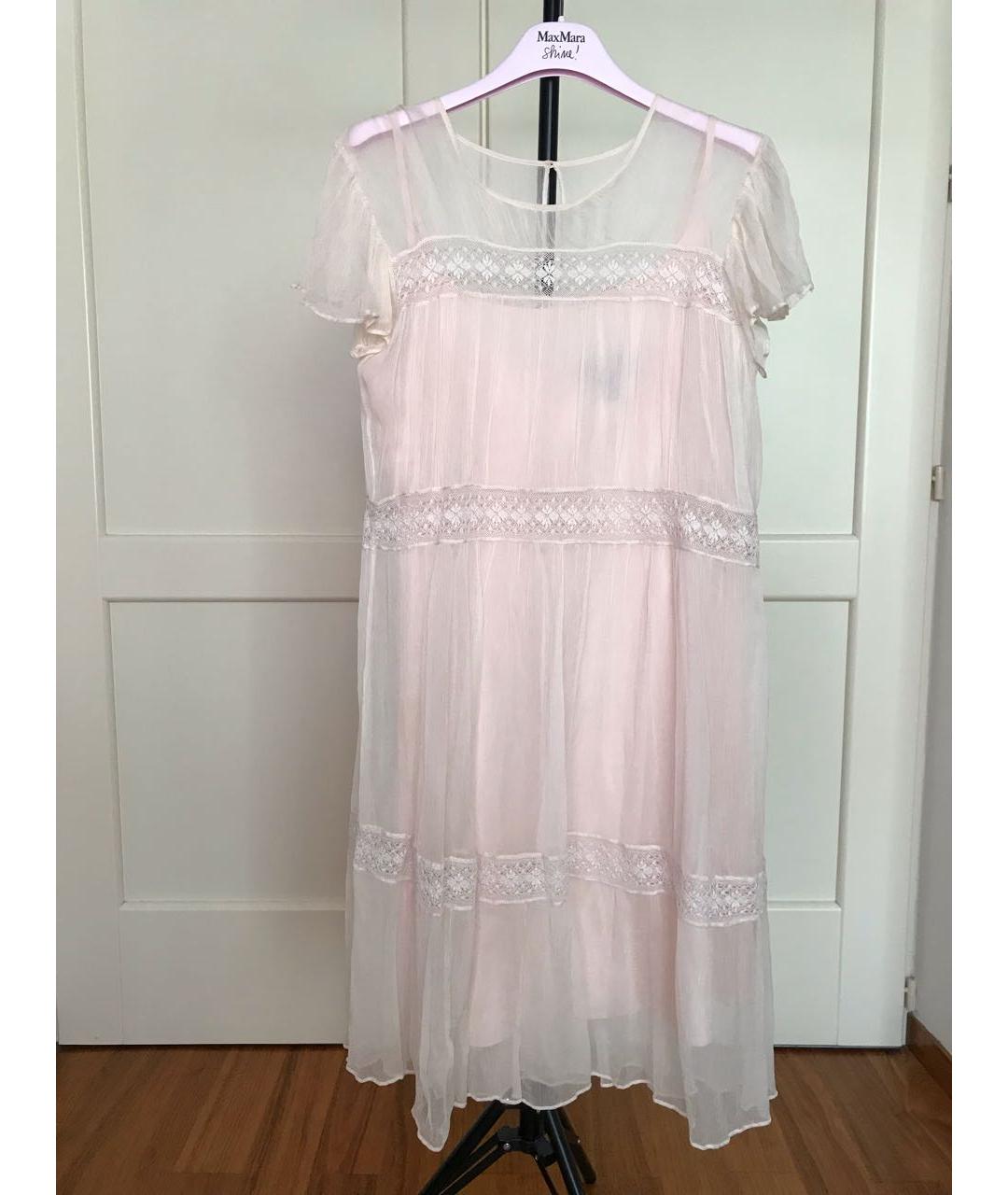 NEEDLE & THREAD Розовое шелковое повседневное платье, фото 6