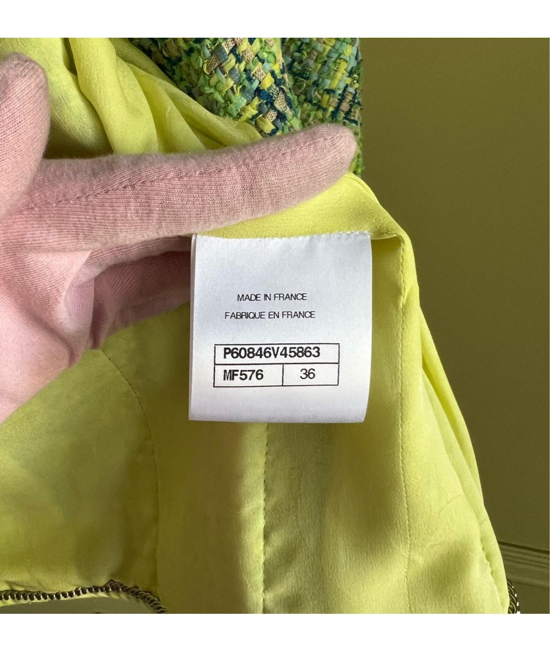 CHANEL Зеленый твидовый жакет/пиджак, фото 6