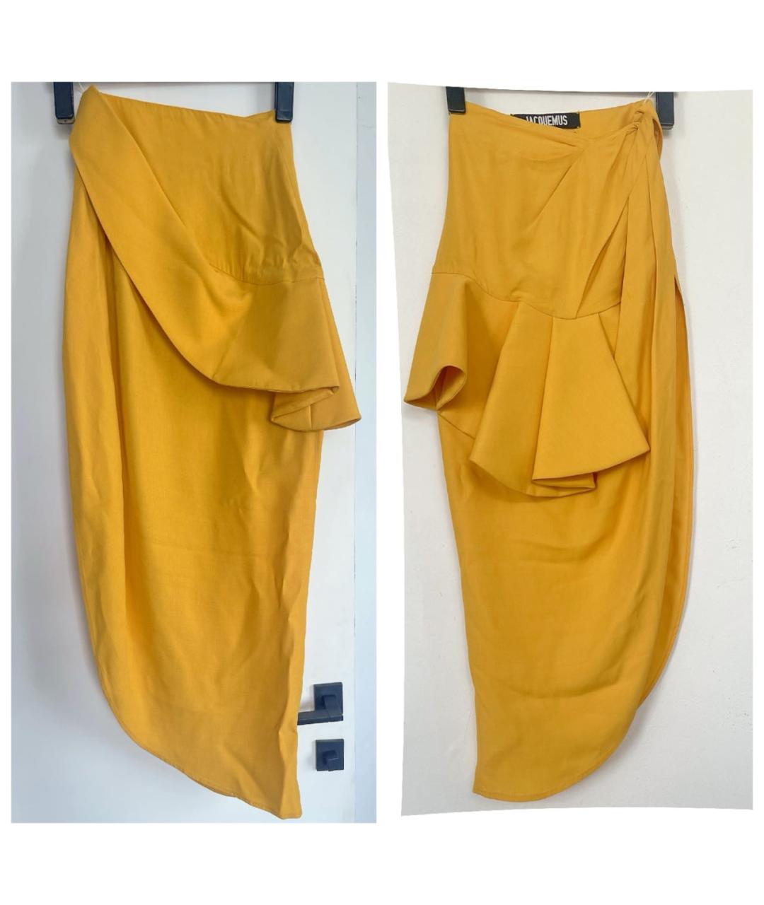 JACQUEMUS Желтая креповая юбка макси, фото 2