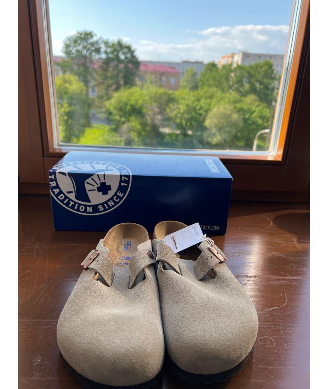 BIRKENSTOCK Бежевые замшевые мюли, фото 3