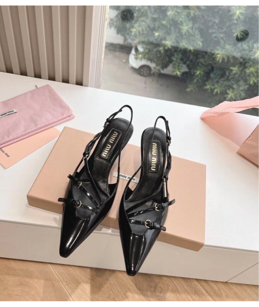 MIU MIU Черные кожаные босоножки, фото 5