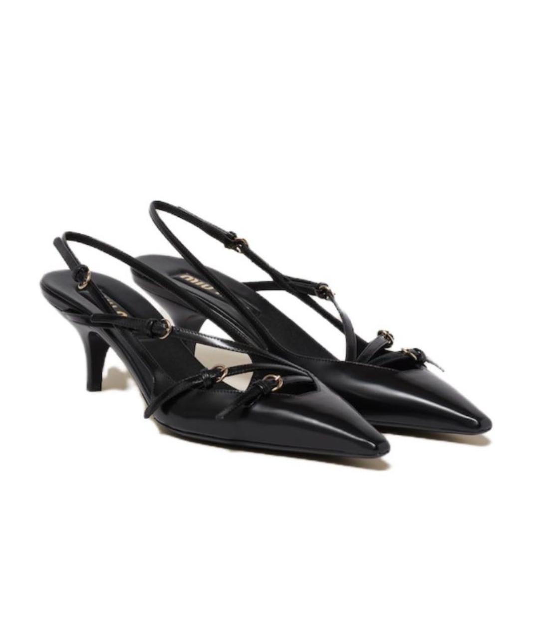 MIU MIU Черные кожаные босоножки, фото 2