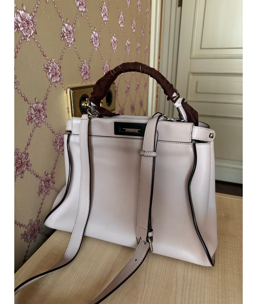 FENDI Розовая кожаная сумка с короткими ручками, фото 3
