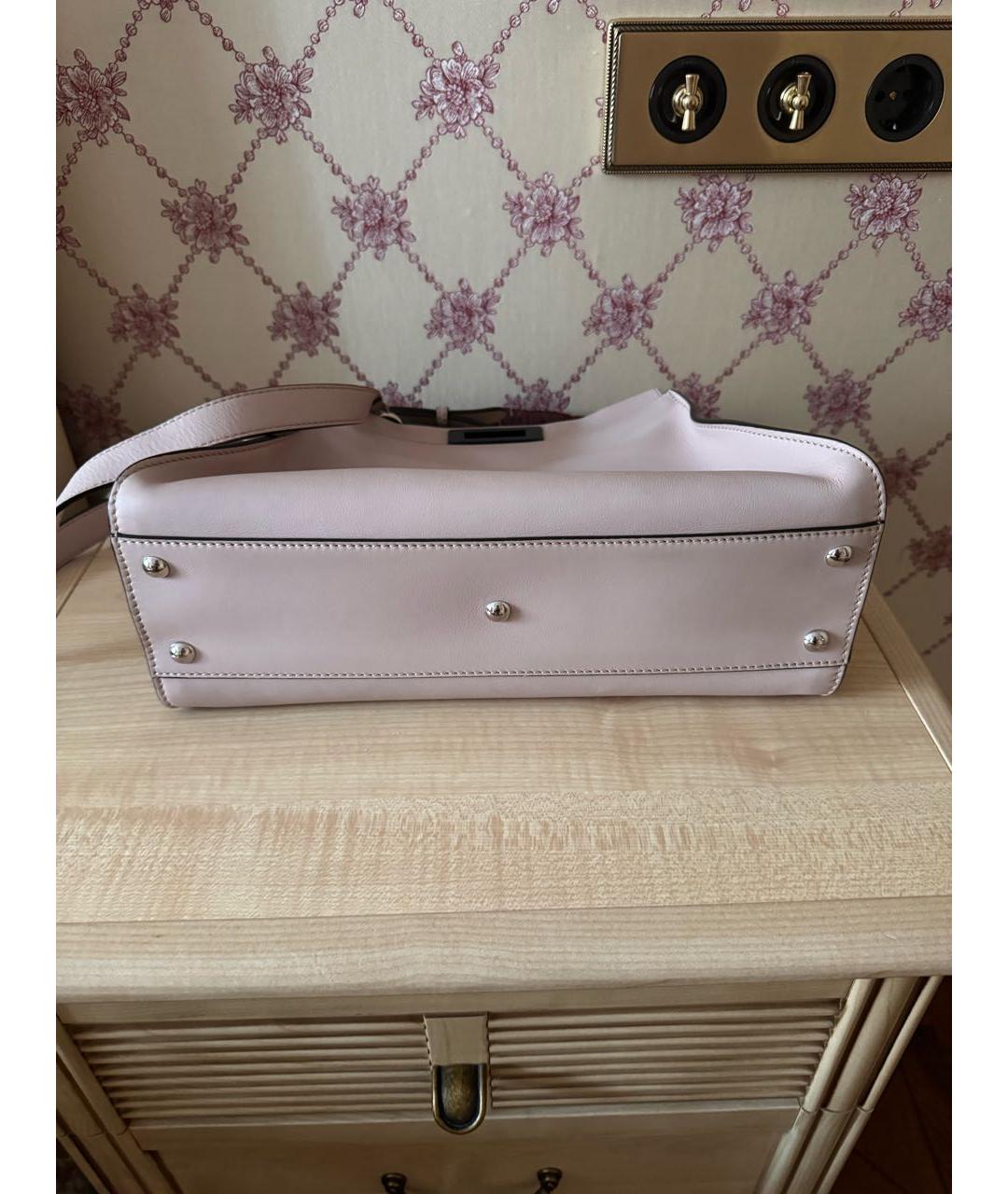 FENDI Розовая кожаная сумка с короткими ручками, фото 5