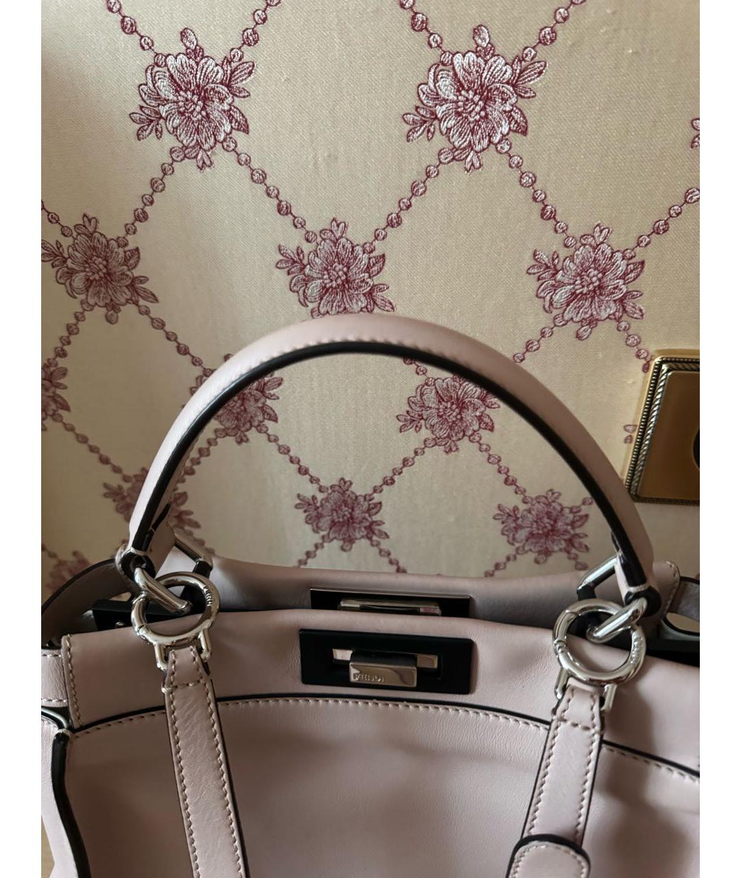 FENDI Розовая кожаная сумка с короткими ручками, фото 7
