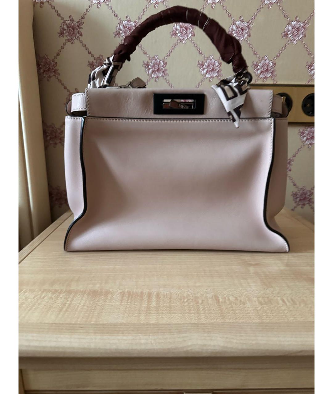 FENDI Розовая кожаная сумка с короткими ручками, фото 9