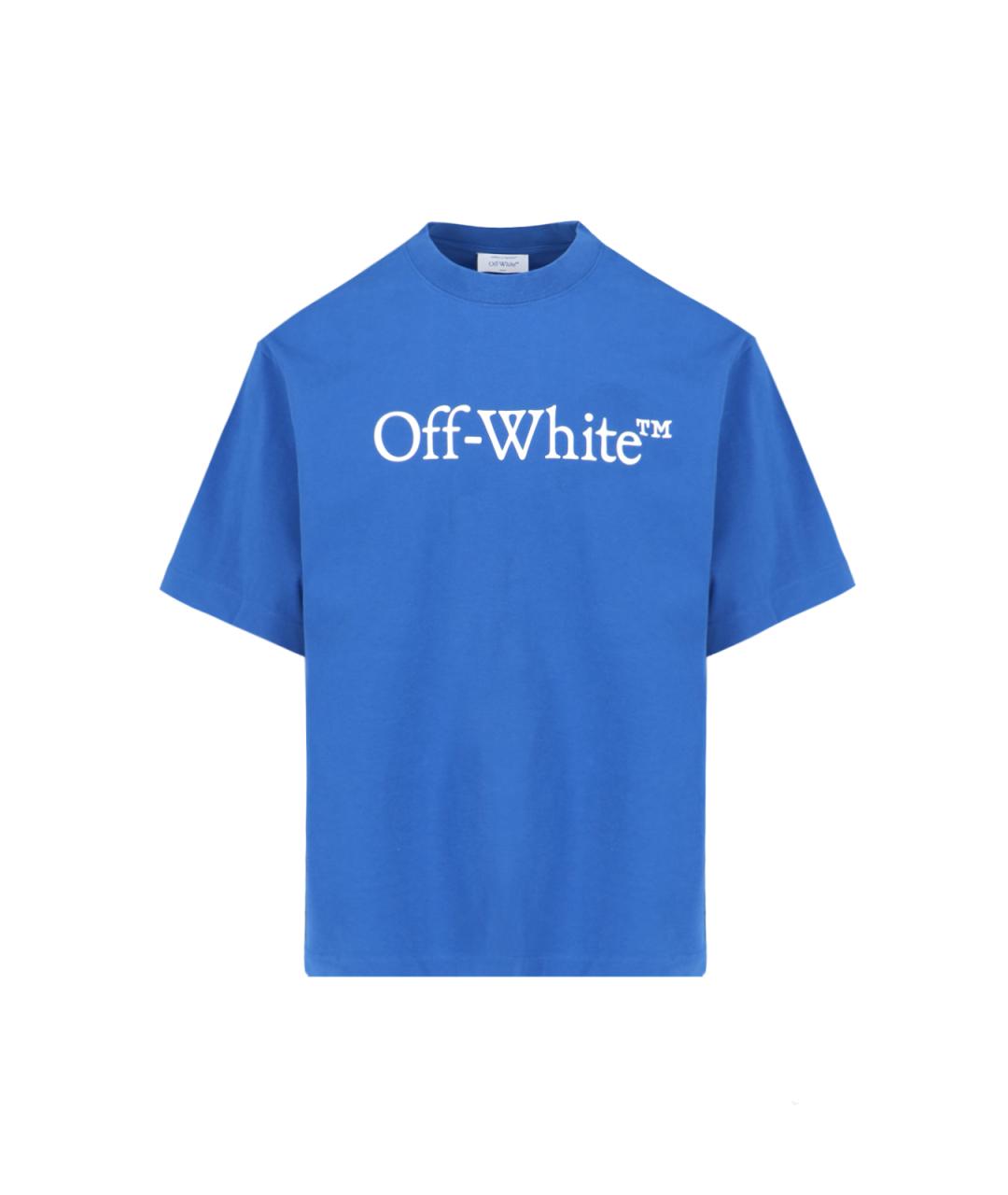 OFF-WHITE Синяя хлопковая футболка, фото 1