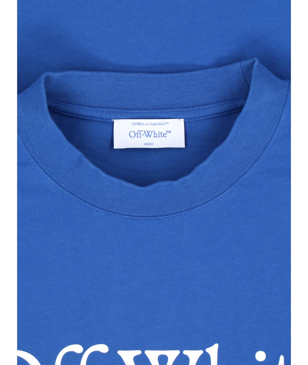 OFF-WHITE Синяя хлопковая футболка, фото 3