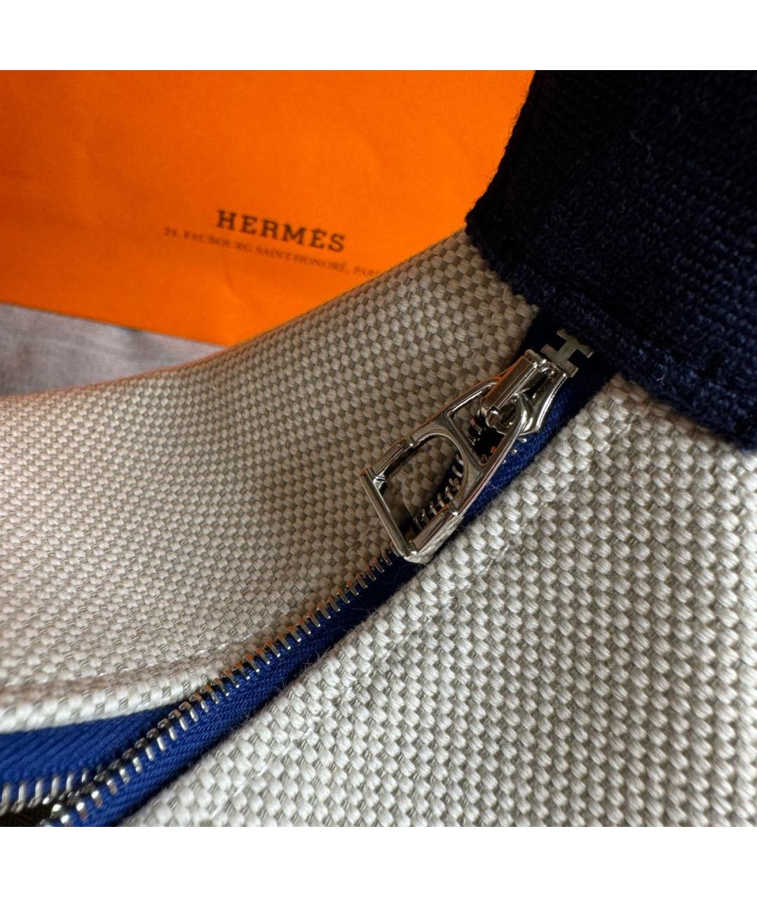 HERMES Бежевая хлопковая косметичка, фото 6