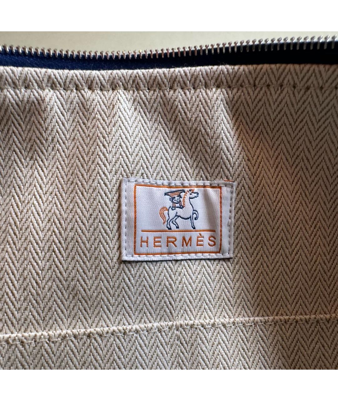 HERMES Бежевая хлопковая косметичка, фото 8