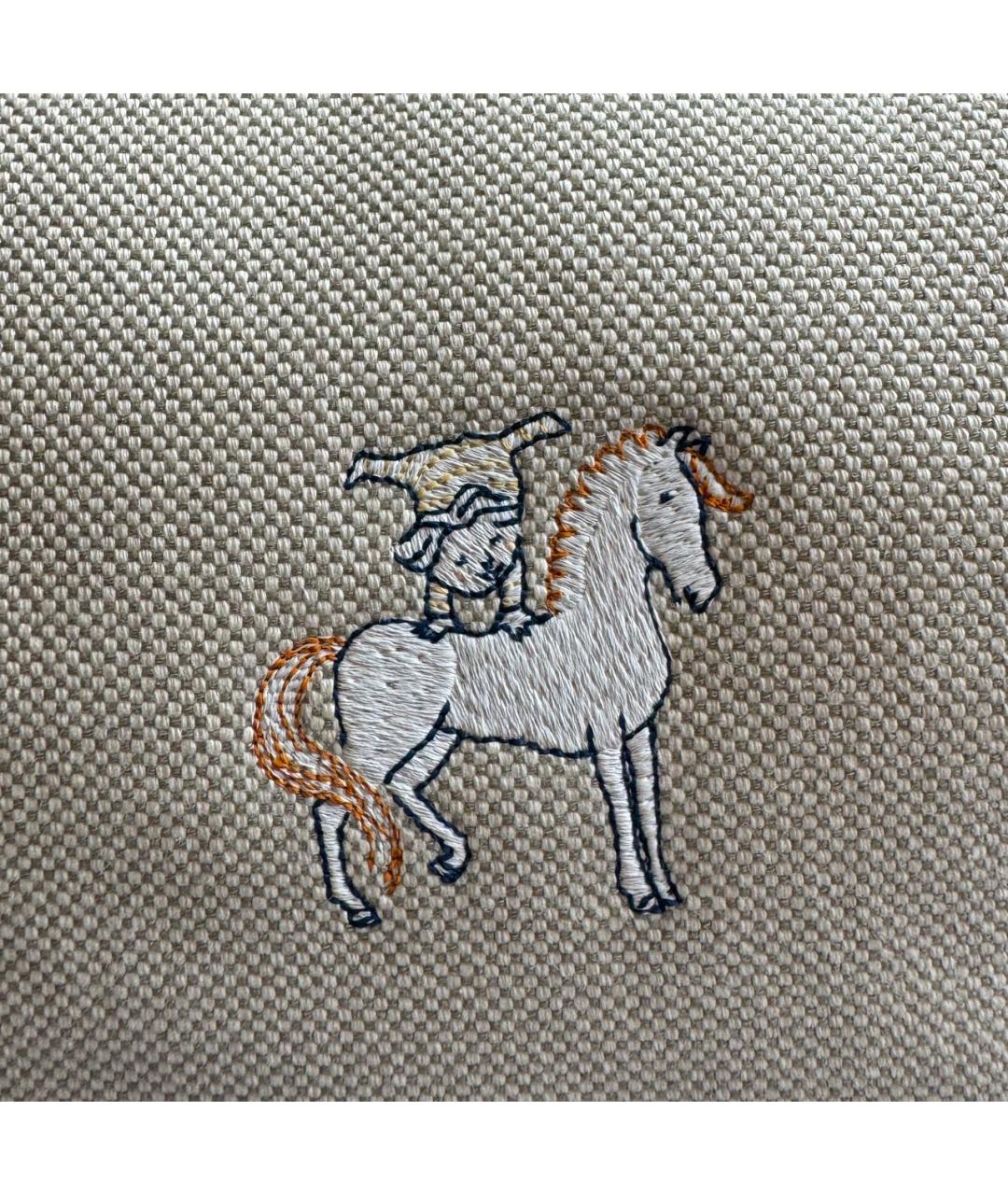 HERMES Бежевая хлопковая косметичка, фото 7