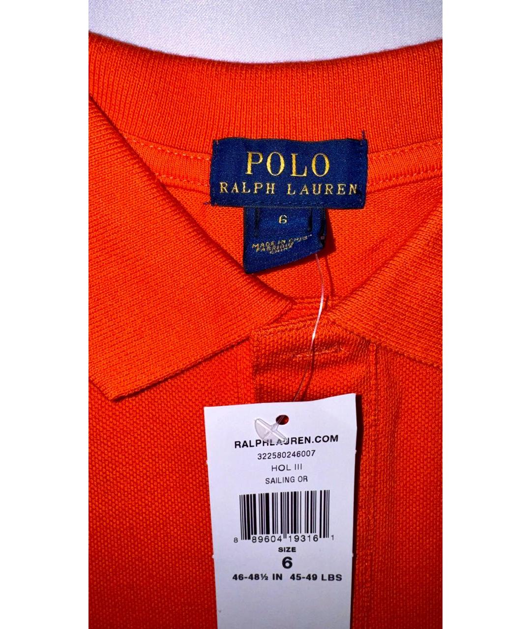 POLO RALPH LAUREN Оранжевая хлопковая детская футболка, фото 2