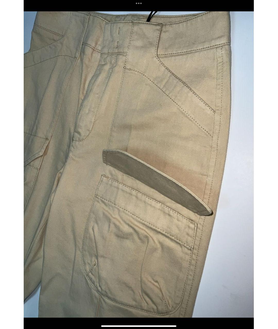 ERMANNO SCERVINO Бежевые хлопковые прямые джинсы, фото 4