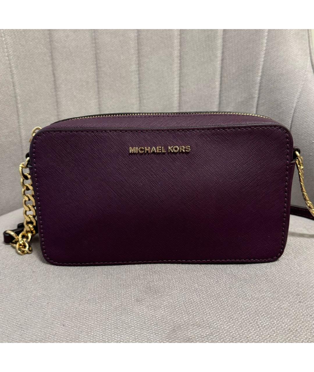 MICHAEL KORS Фиолетовая кожаная сумка через плечо, фото 6