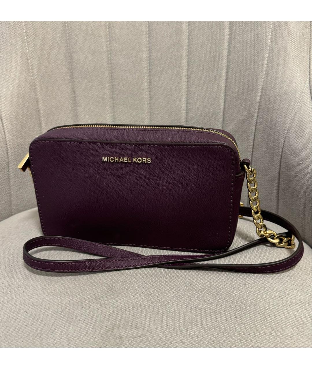 MICHAEL KORS Фиолетовая кожаная сумка через плечо, фото 2