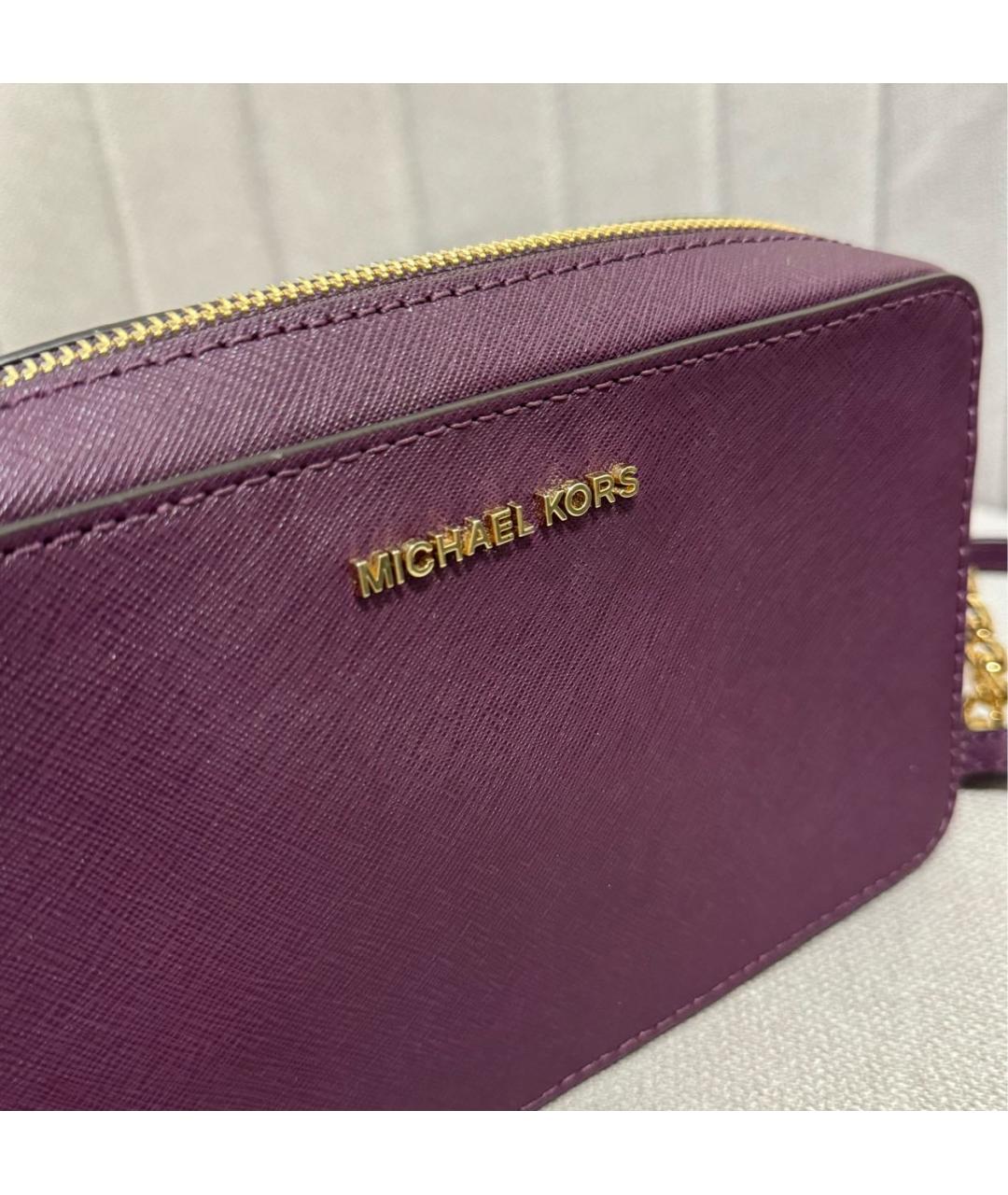 MICHAEL KORS Фиолетовая кожаная сумка через плечо, фото 4