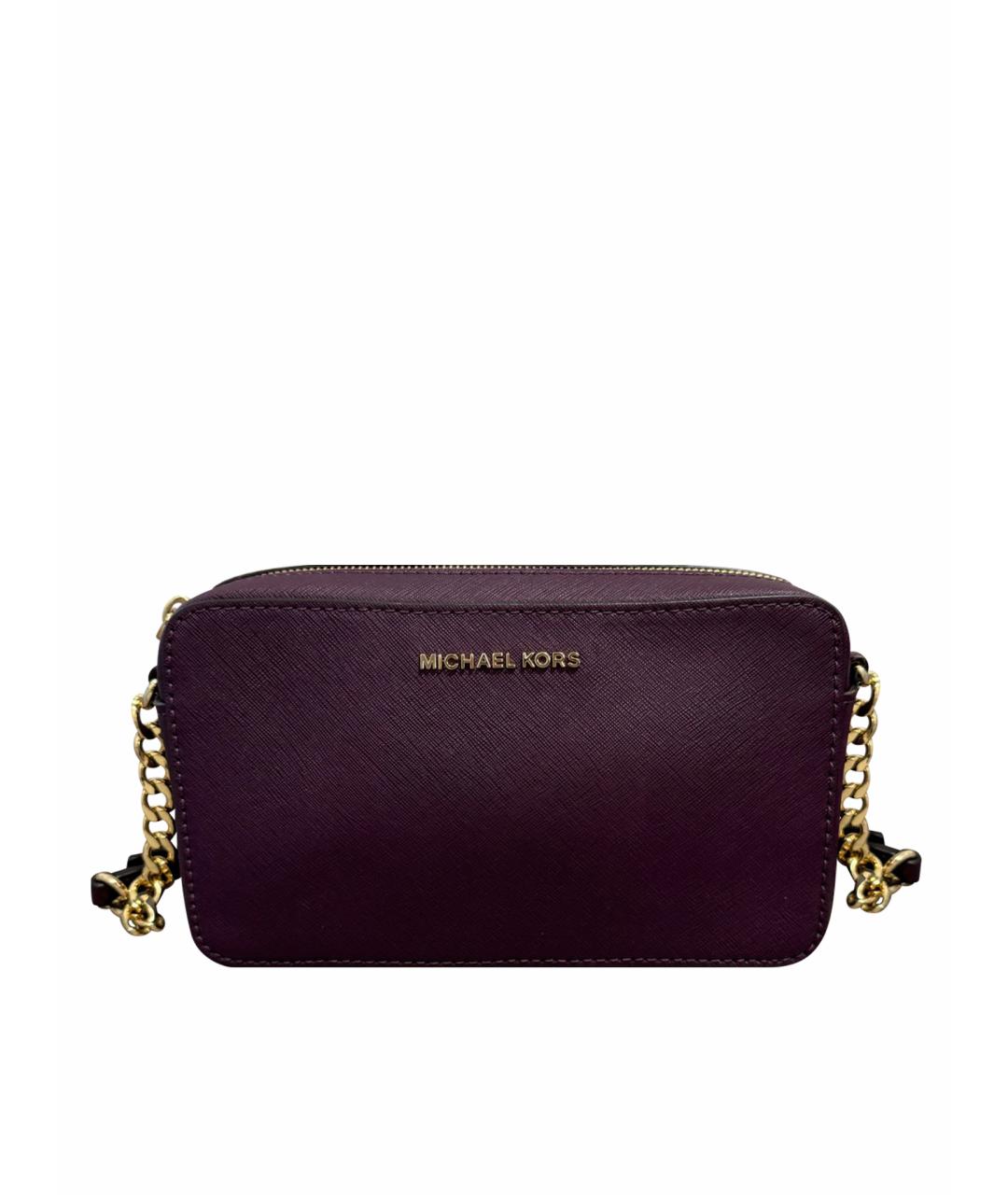 MICHAEL KORS Фиолетовая кожаная сумка через плечо, фото 1