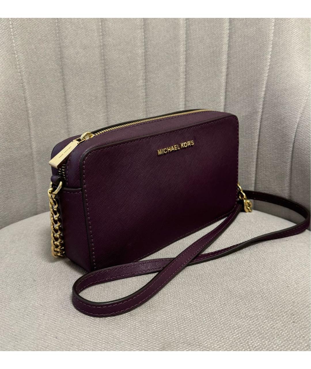MICHAEL KORS Фиолетовая кожаная сумка через плечо, фото 3