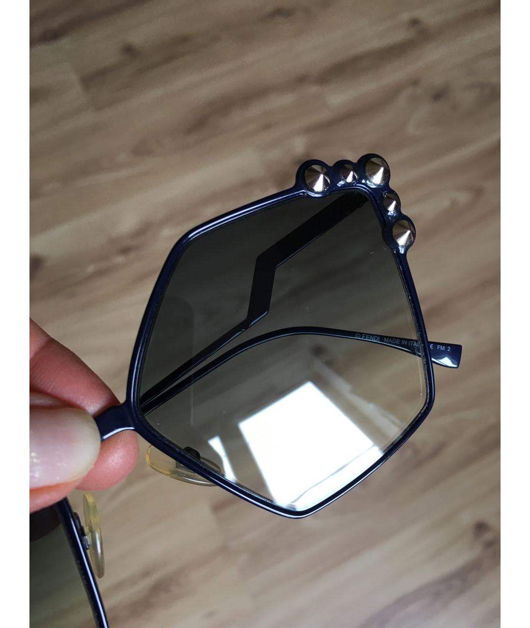 FENDI Темно-синие металлические солнцезащитные очки, фото 3