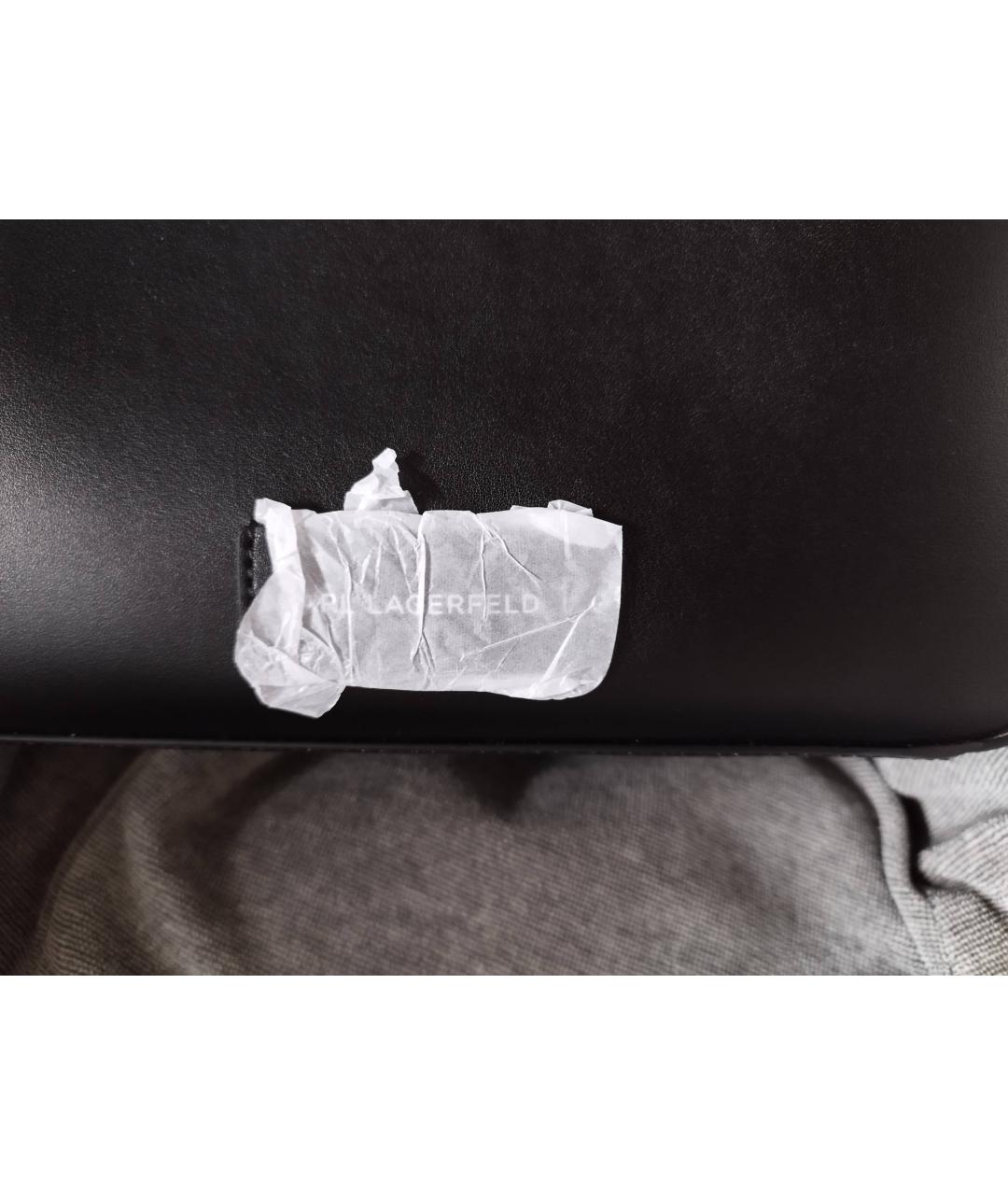 KARL LAGERFELD Черная кожаная сумка тоут, фото 8