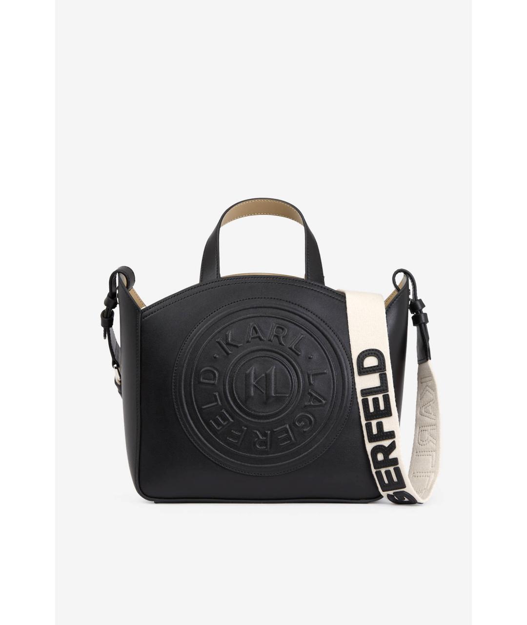 KARL LAGERFELD Черная кожаная сумка тоут, фото 10