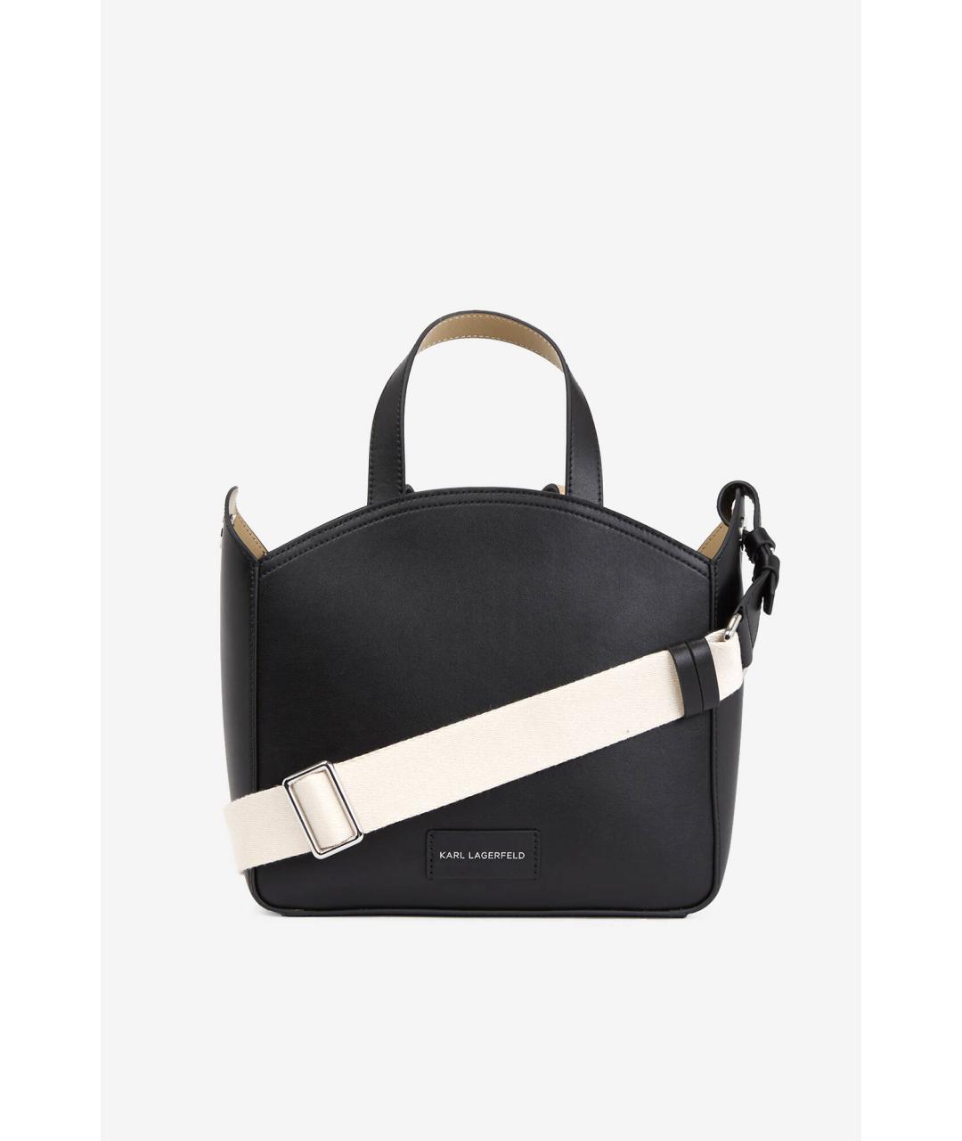 KARL LAGERFELD Черная кожаная сумка тоут, фото 4