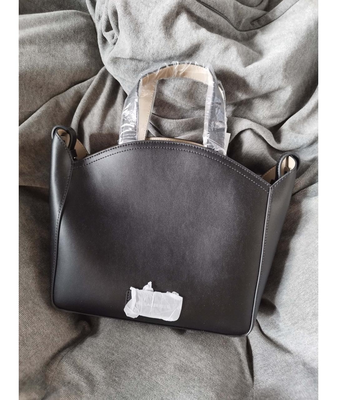 KARL LAGERFELD Черная кожаная сумка тоут, фото 9