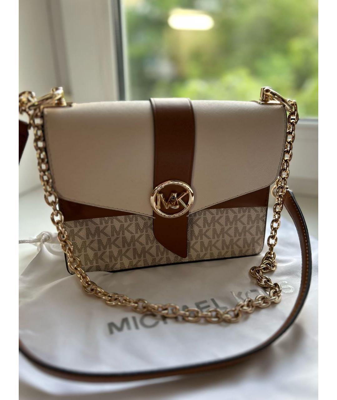 MICHAEL KORS Бежевая сумка через плечо из искусственной кожи, фото 6