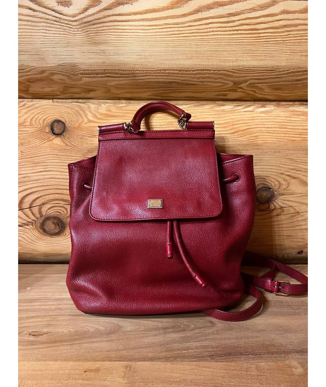 DOLCE&GABBANA Бордовый кожаный рюкзак, фото 6