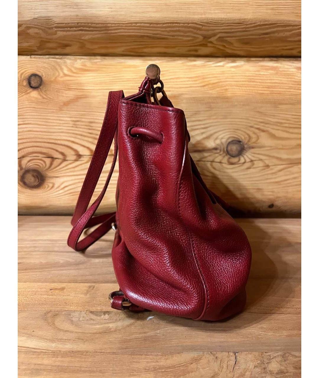 DOLCE&GABBANA Бордовый кожаный рюкзак, фото 4