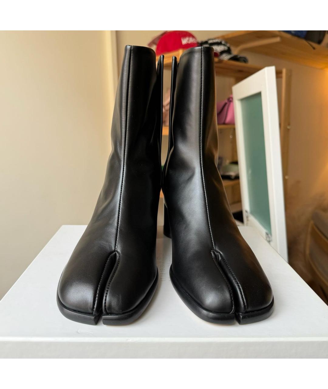 MAISON MARGIELA Черные кожаные высокие ботинки, фото 2